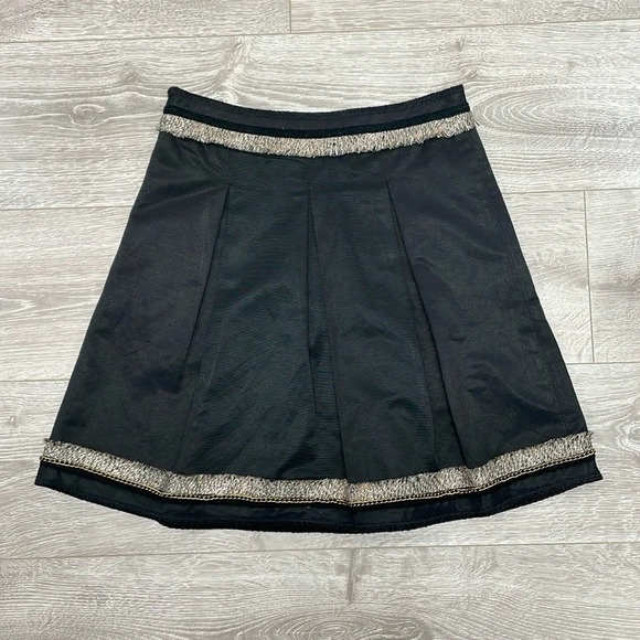 NWT BCBGMAXAZRIA Kailin Pleated Skirt Black Gold Chain 2 - Picture 14 of 14